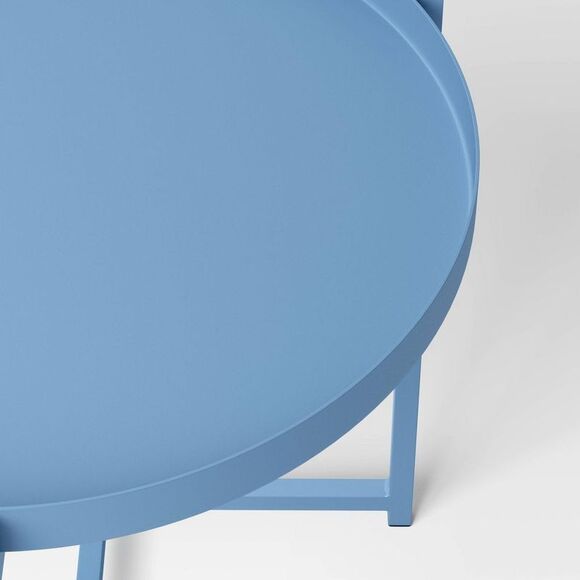 Room Essentials - Outdoor Steel Round Side Table Tra Blue - Picture 4 of 4